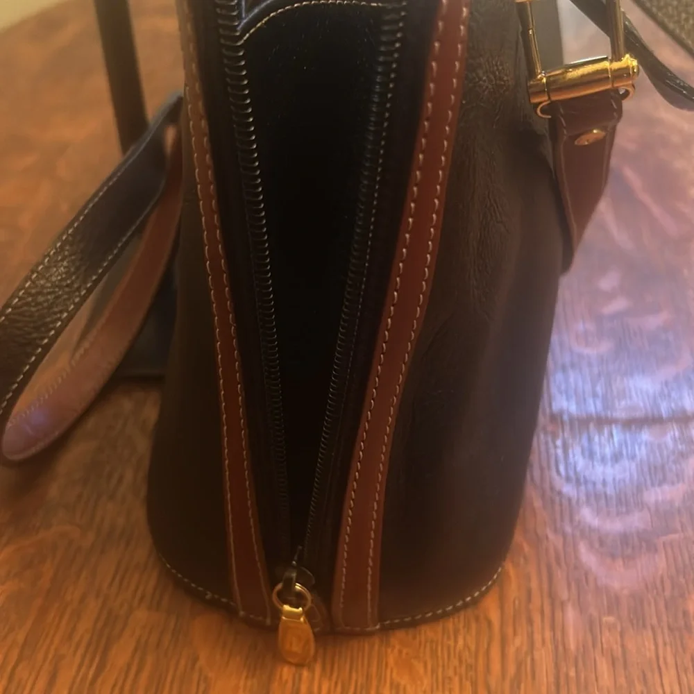 Bally Vintage Black and Brown Pebbled Leather Satchel with Shoulder Strap - Picture 6 of 15